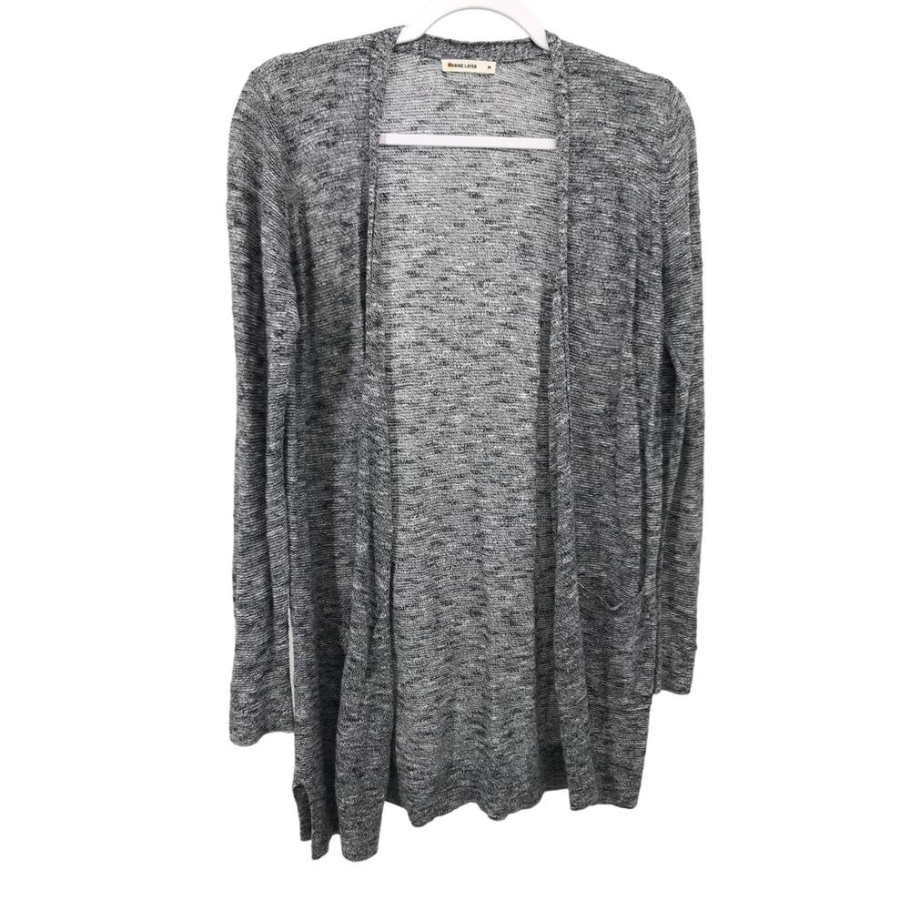 Marine Layer Heather Blue Open Front Cardigan Sweater M